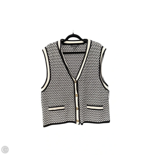 Vest Sweater By Ann Taylor In Black & White, Size: Xxl