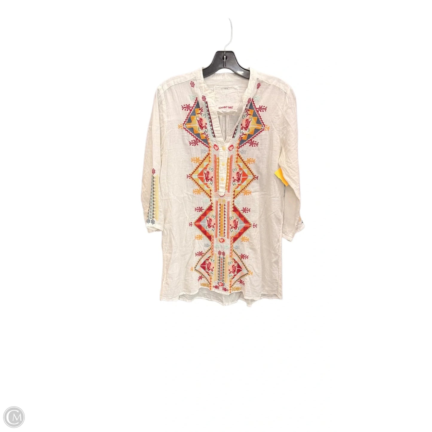 Top 3/4 Sleeve By Johnny Was In White, Size: S