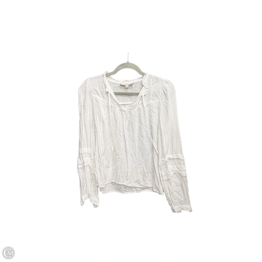 Top Long Sleeve By Loft In White, Size: S