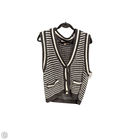 Vest Sweater By Loft In Black & White, Size: L