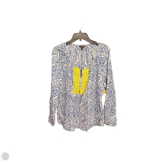 Blouse Long Sleeve By Talbots In Blue & Yellow, Size: 2x