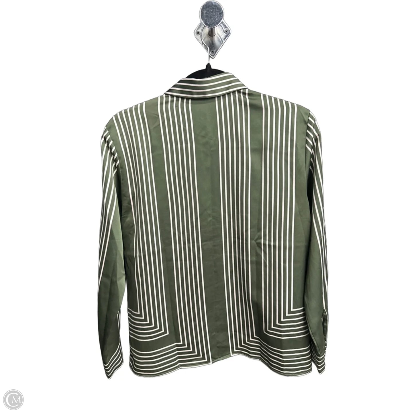 Top Long Sleeve By Loft In Green & White, Size: Xsp