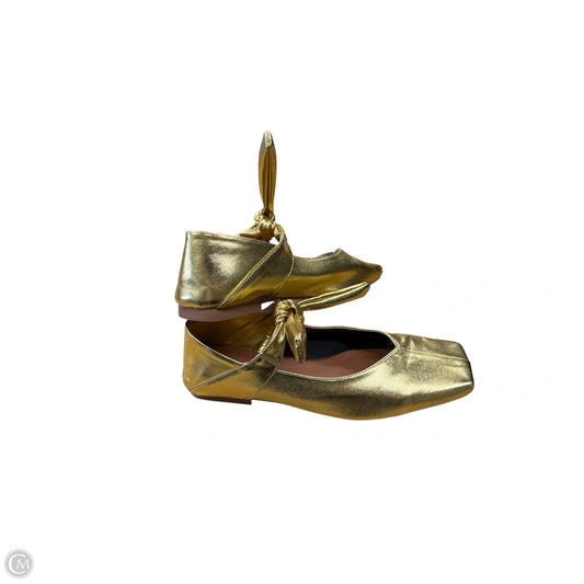 Shoes Flats By Clothes Mentor In Gold, Size: 8.5