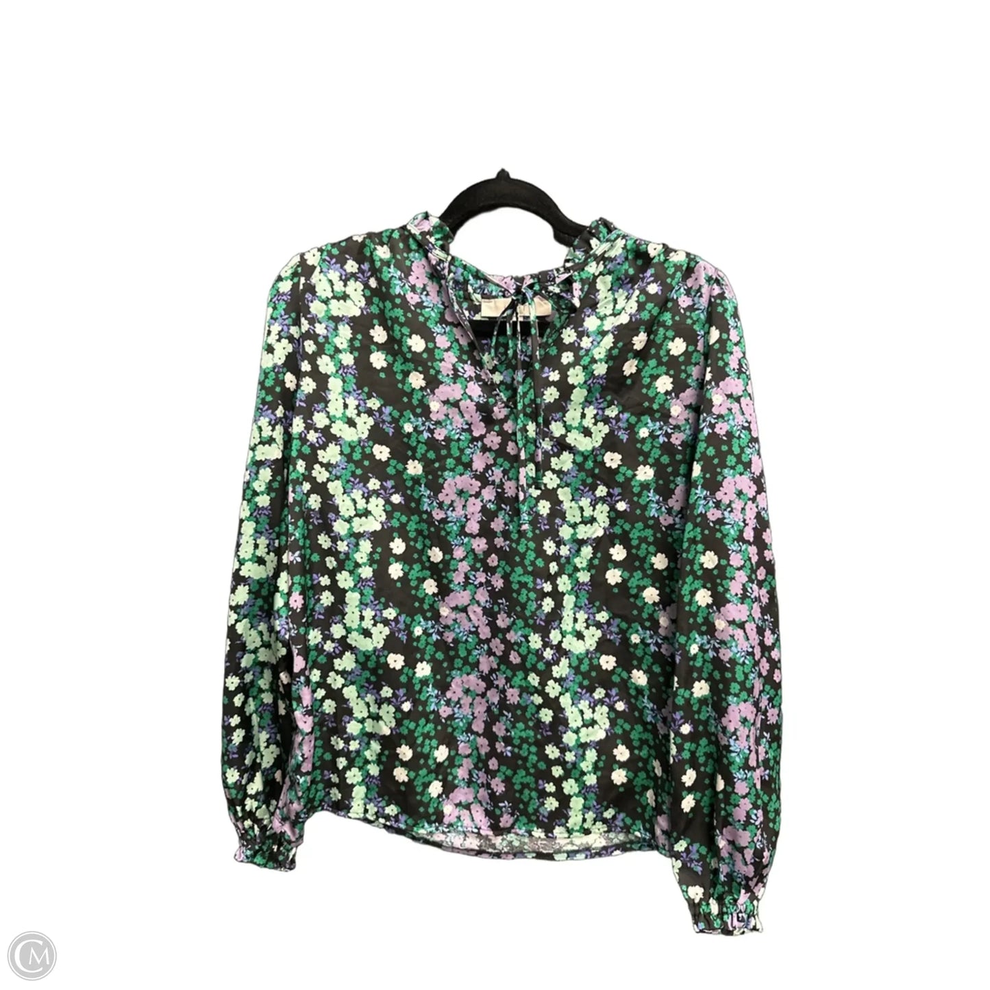 Top Long Sleeve By Loft In Black & Purple, Size: M