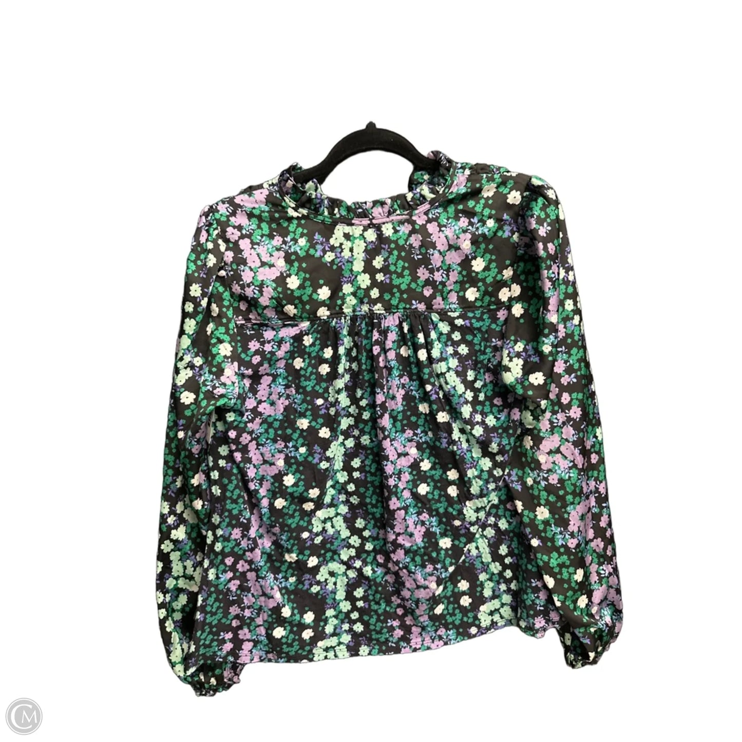 Top Long Sleeve By Loft In Black & Purple, Size: M