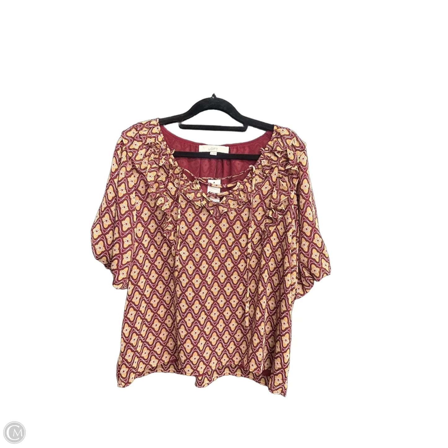 Top Short Sleeve By Loft In Maroon, Size: M