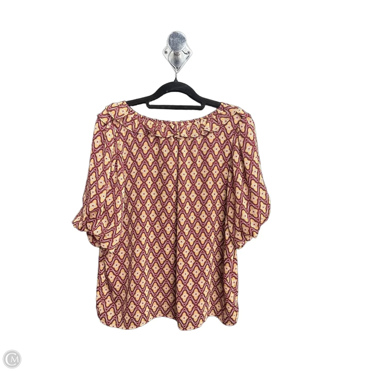 Top Short Sleeve By Loft In Maroon, Size: M