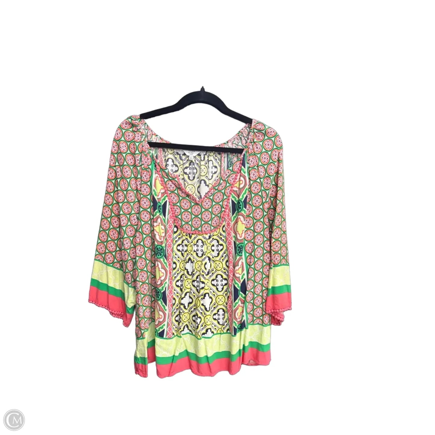 Top 3/4 Sleeve By Crown And Ivy In Floral Print, Size: 2x