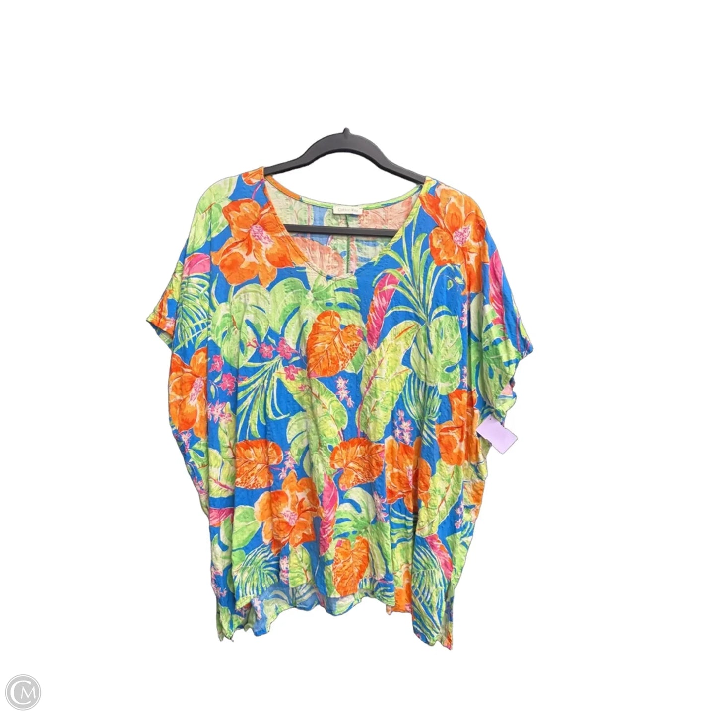 Top Short Sleeve By Cotton Bleu In Tropical Print, Size: Xl