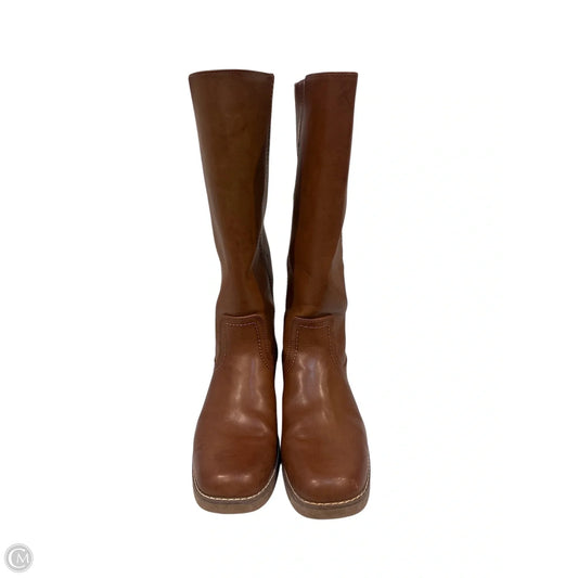 Boots Mid-calf Flats By Clothes Mentor In Brown, Size: 9