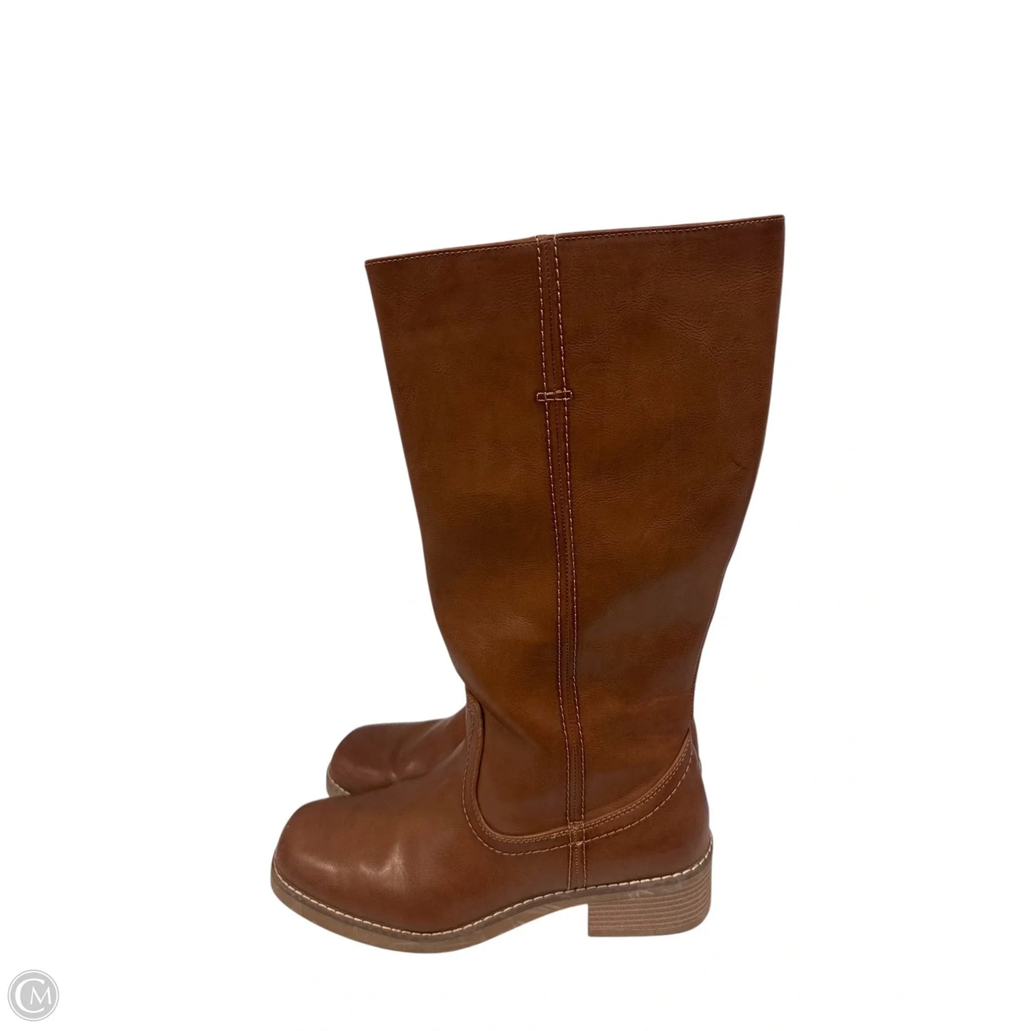 Boots Mid-calf Flats By Clothes Mentor In Brown, Size: 9
