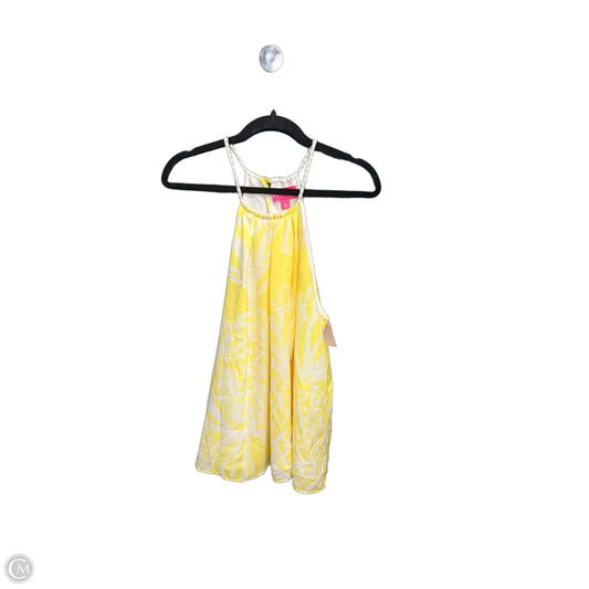 Top Sleeveless Designer By Lilly Pulitzer In White & Yellow, Size: Xl
