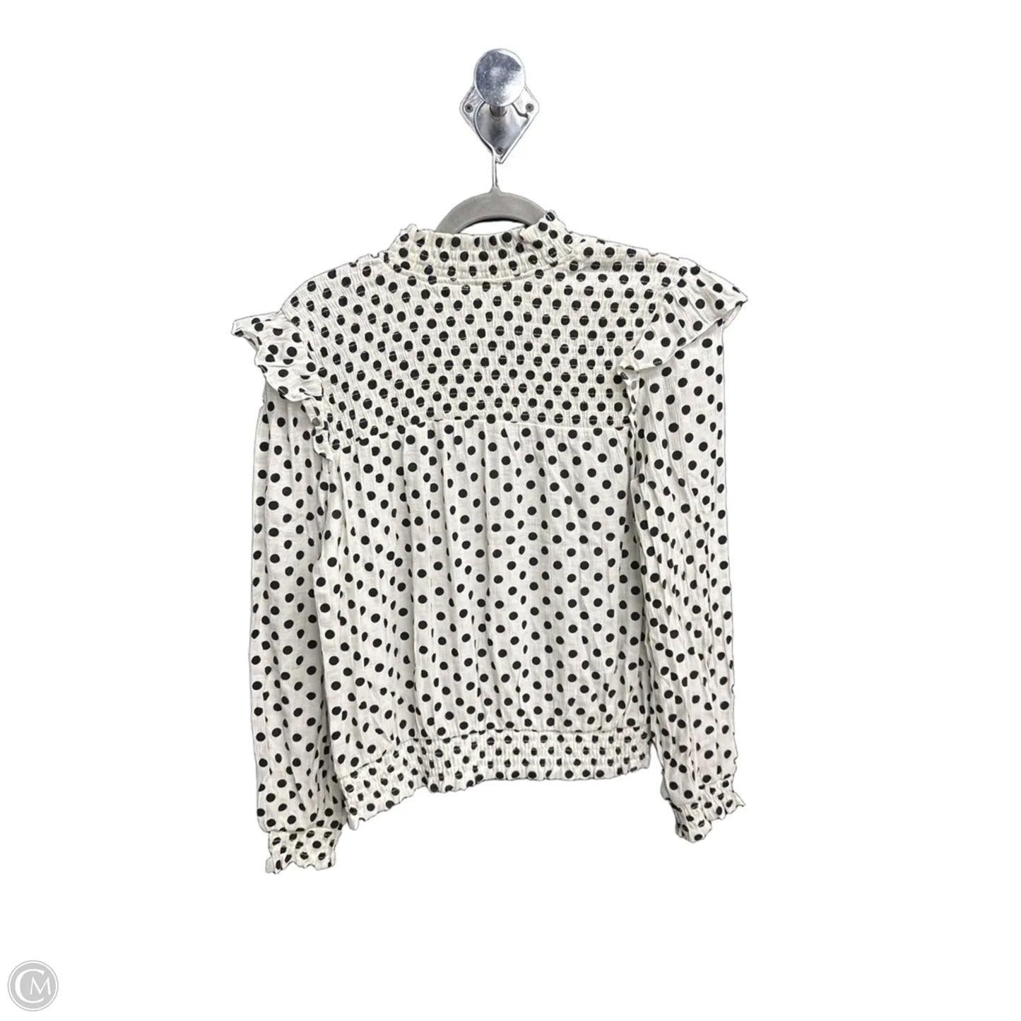 Top Long Sleeve By Blu Pepper In Polkadot Pattern, Size: L