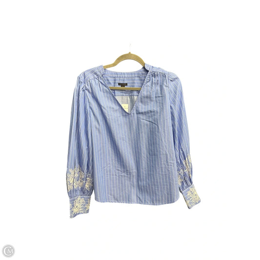 Top Long Sleeve By Ann Taylor In Blue & White, Size: S