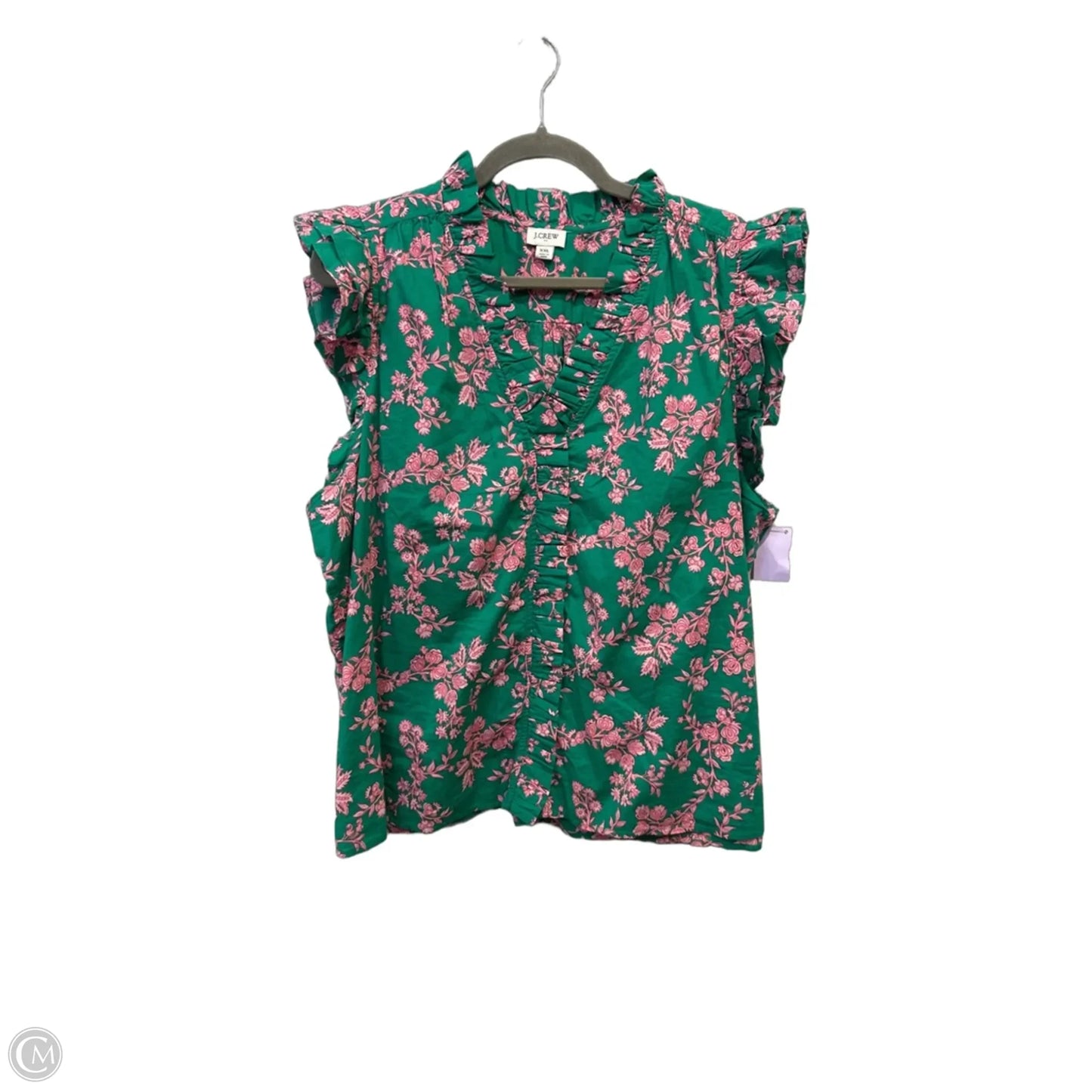 Blouse Sleeveless By J. Crew In Green & Pink, Size: Xxl