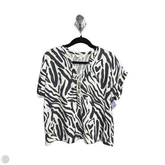 Blouse Short Sleeve By Calligraphie In Zebra Print, Size: M