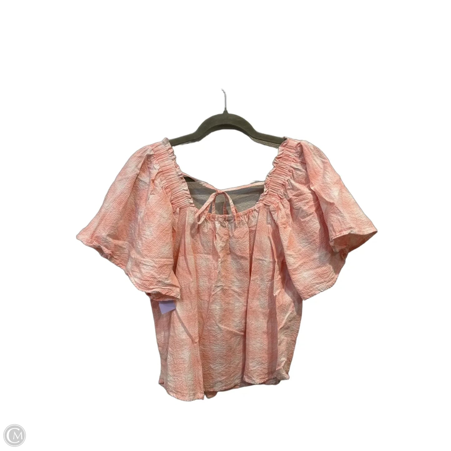 Blouse Short Sleeve By Versona In Red & White, Size: L