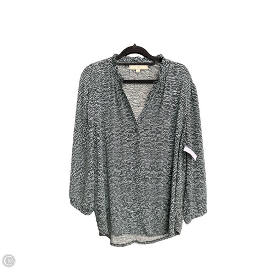 Blouse Long Sleeve By Loft In Black & Green, Size: L