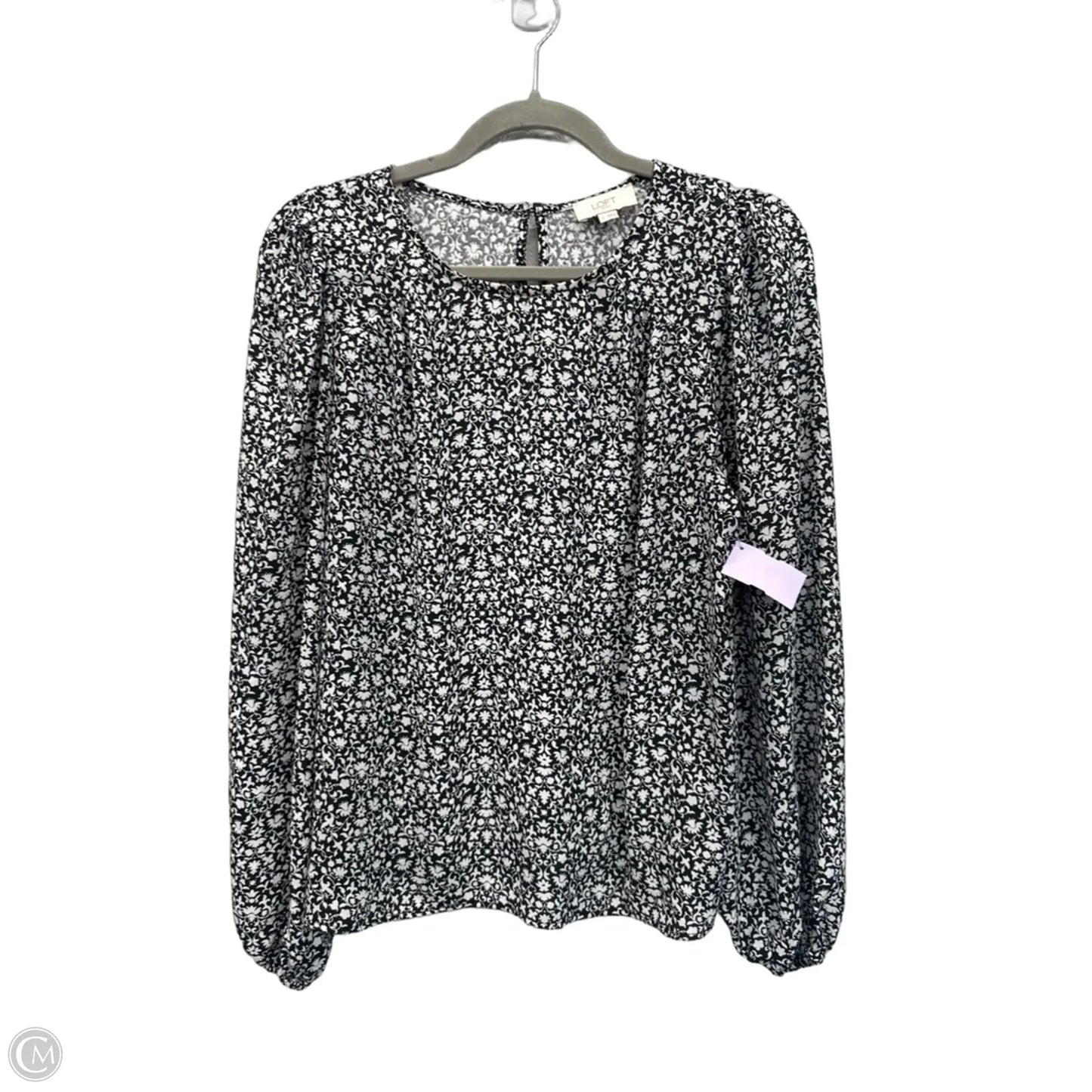 Blouse Long Sleeve By Loft In Black & White, Size: S