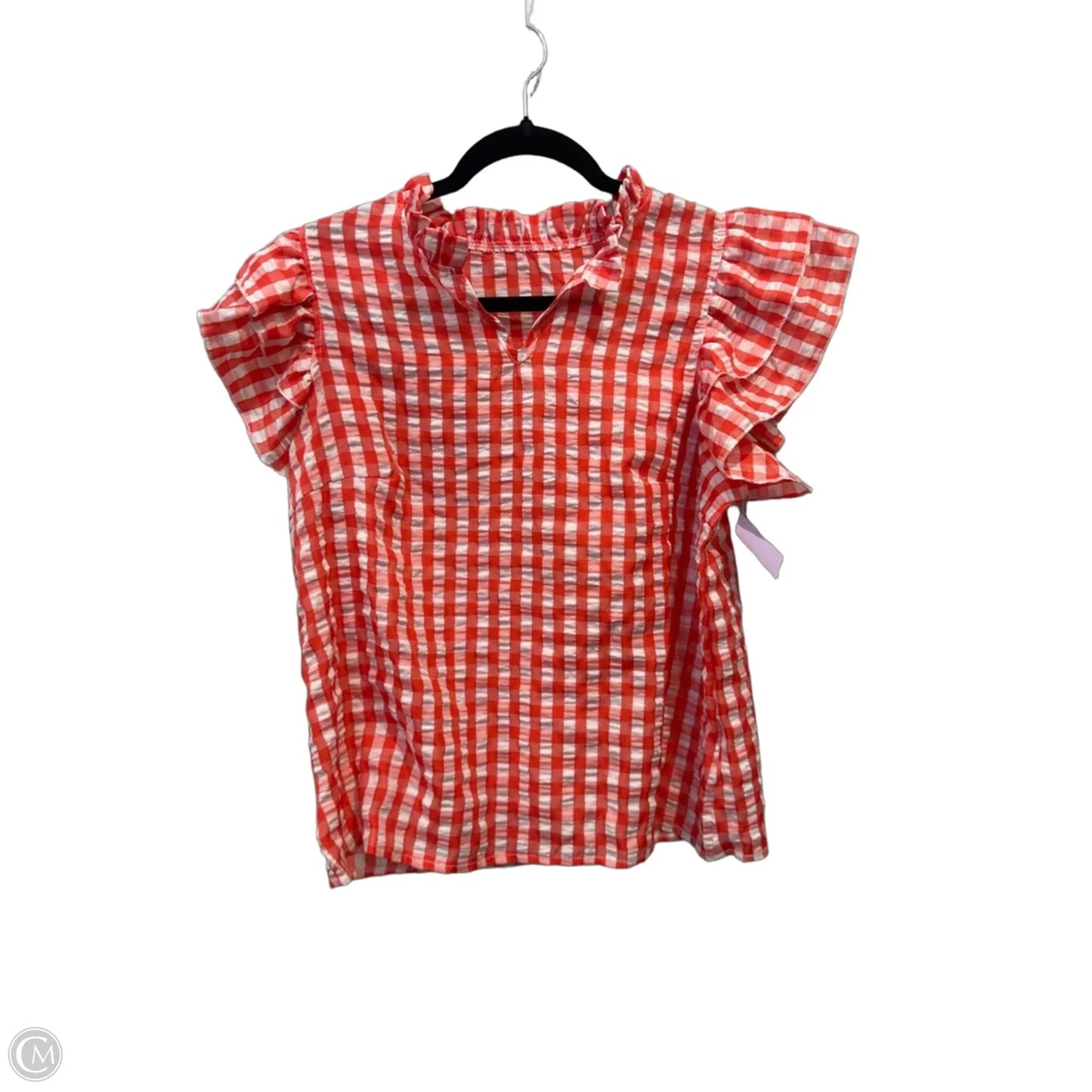 Blouse Sleeveless By Emery Rose In Red & White, Size: L