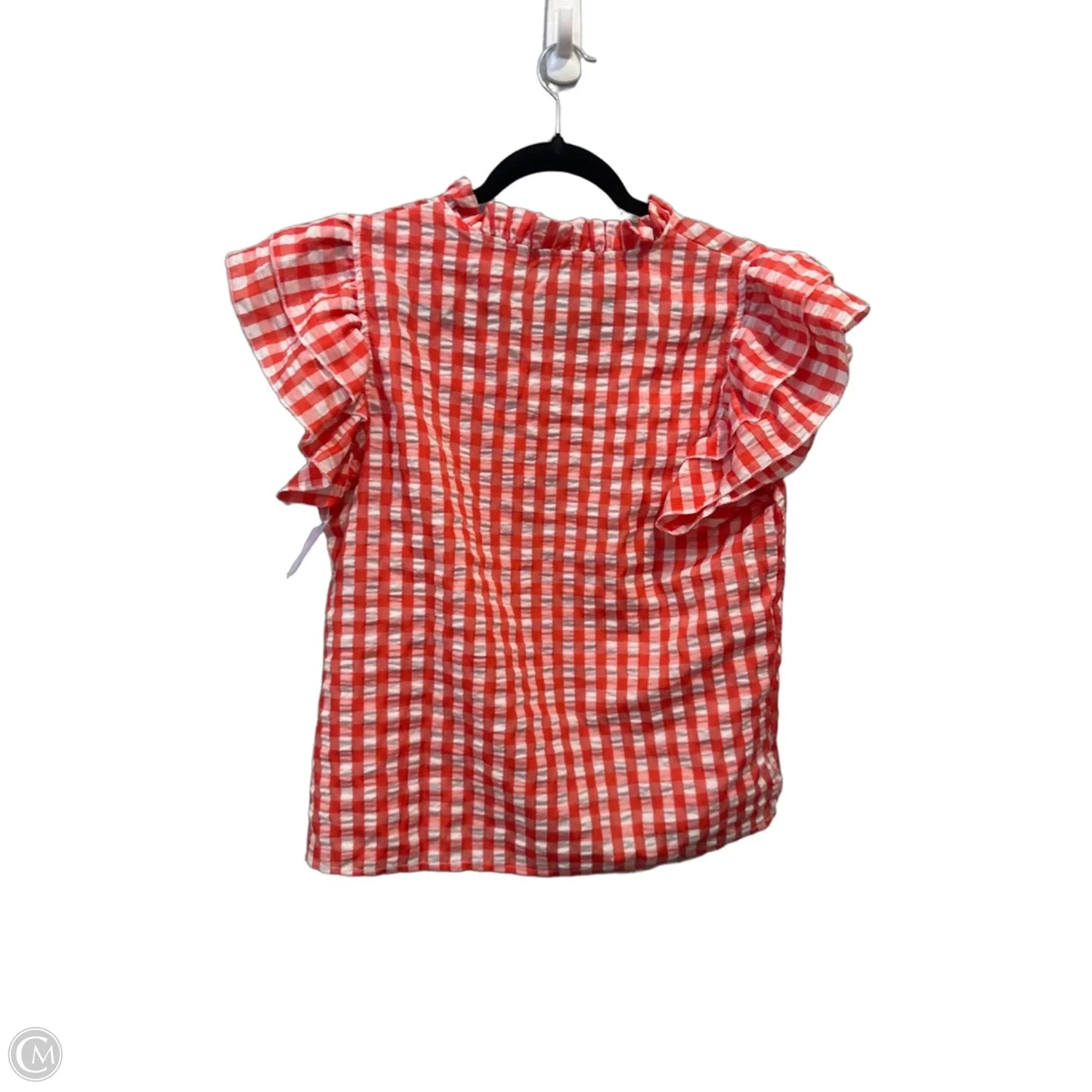 Blouse Sleeveless By Emery Rose In Red & White, Size: L