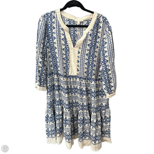 Dress Casual Midi By Clothes Mentor In Blue & Cream, Size: Xl