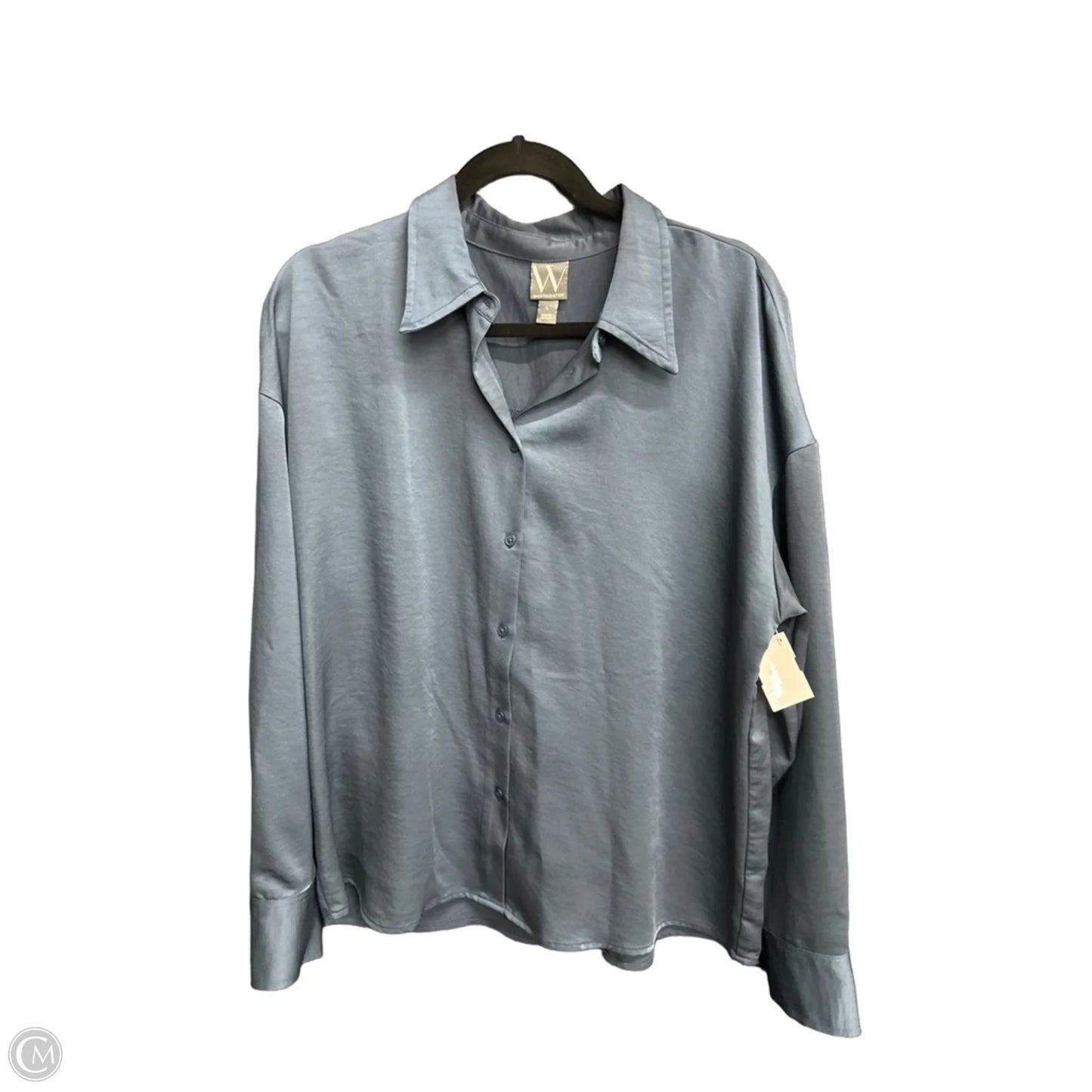 Blouse Long Sleeve By Worthington In Blue, Size: L