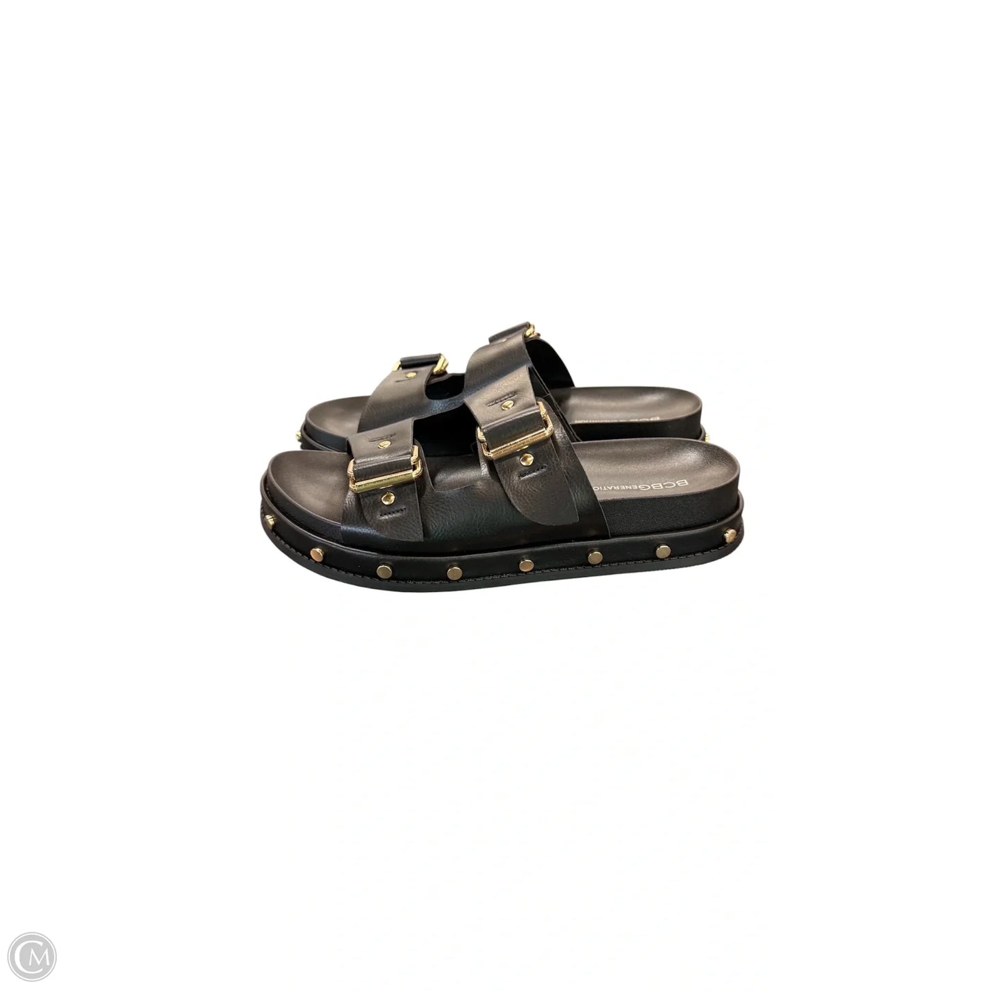 Sandals Flats By Bcbg In Black & Gold, Size: 9