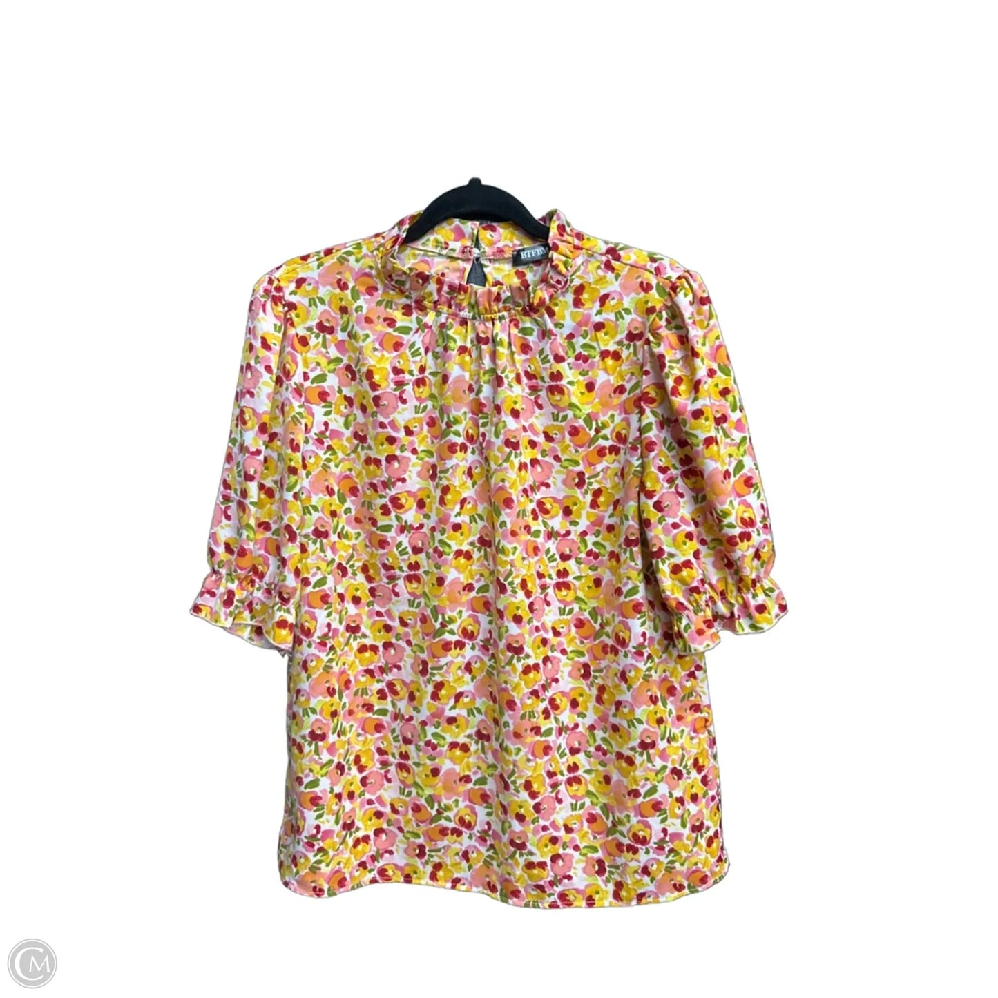 Blouse Short Sleeve By Btfbm In Floral Print, Size: M
