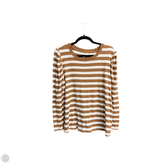 Top Long Sleeve By Maurices In Brown & White, Size: L