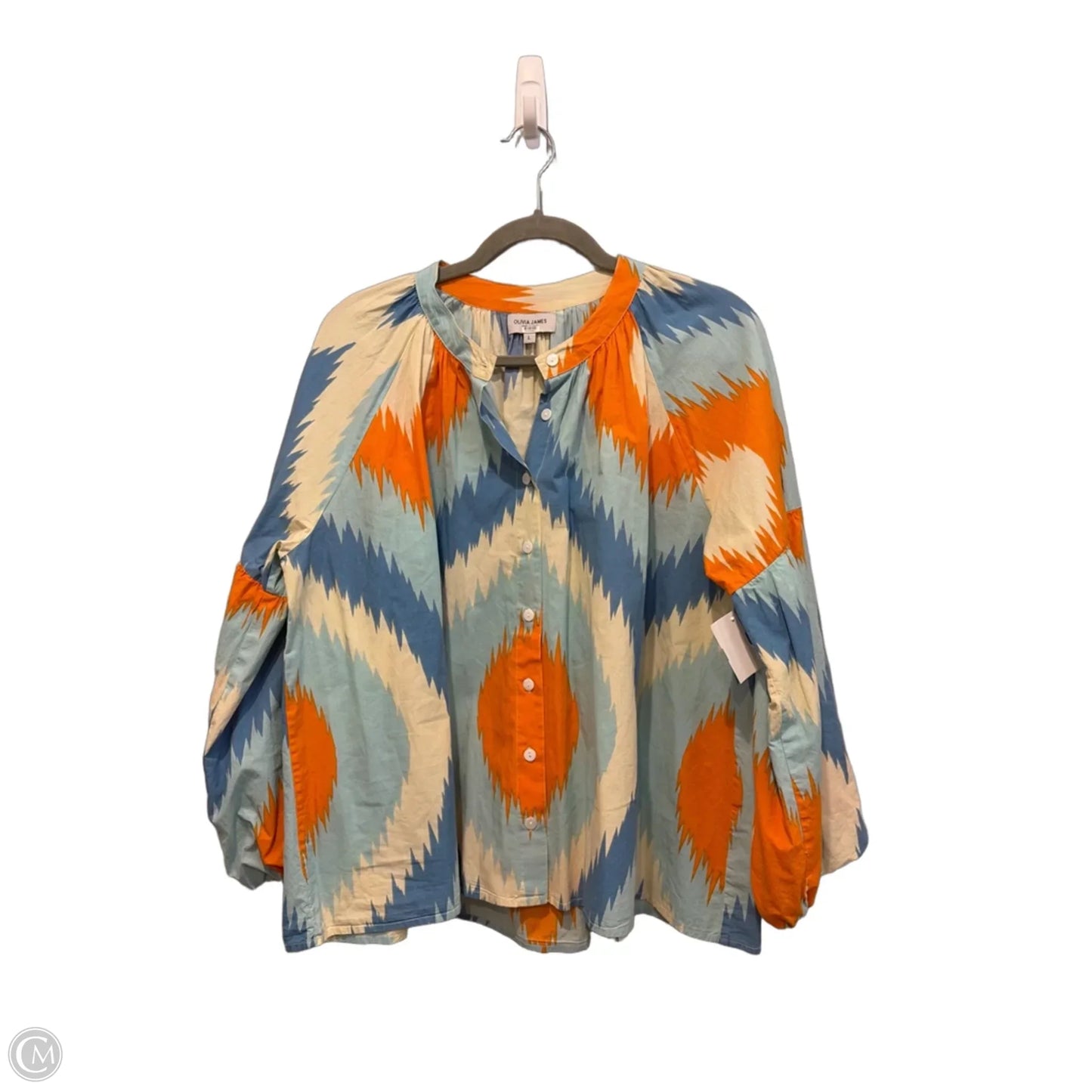 Blouse Long Sleeve By Clothes Mentor In Blue & Orange, Size: L