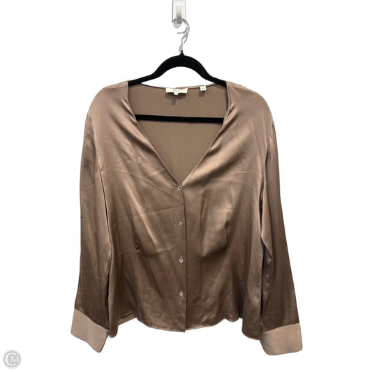 Blouse Long Sleeve By Vince In Brown, Size: L