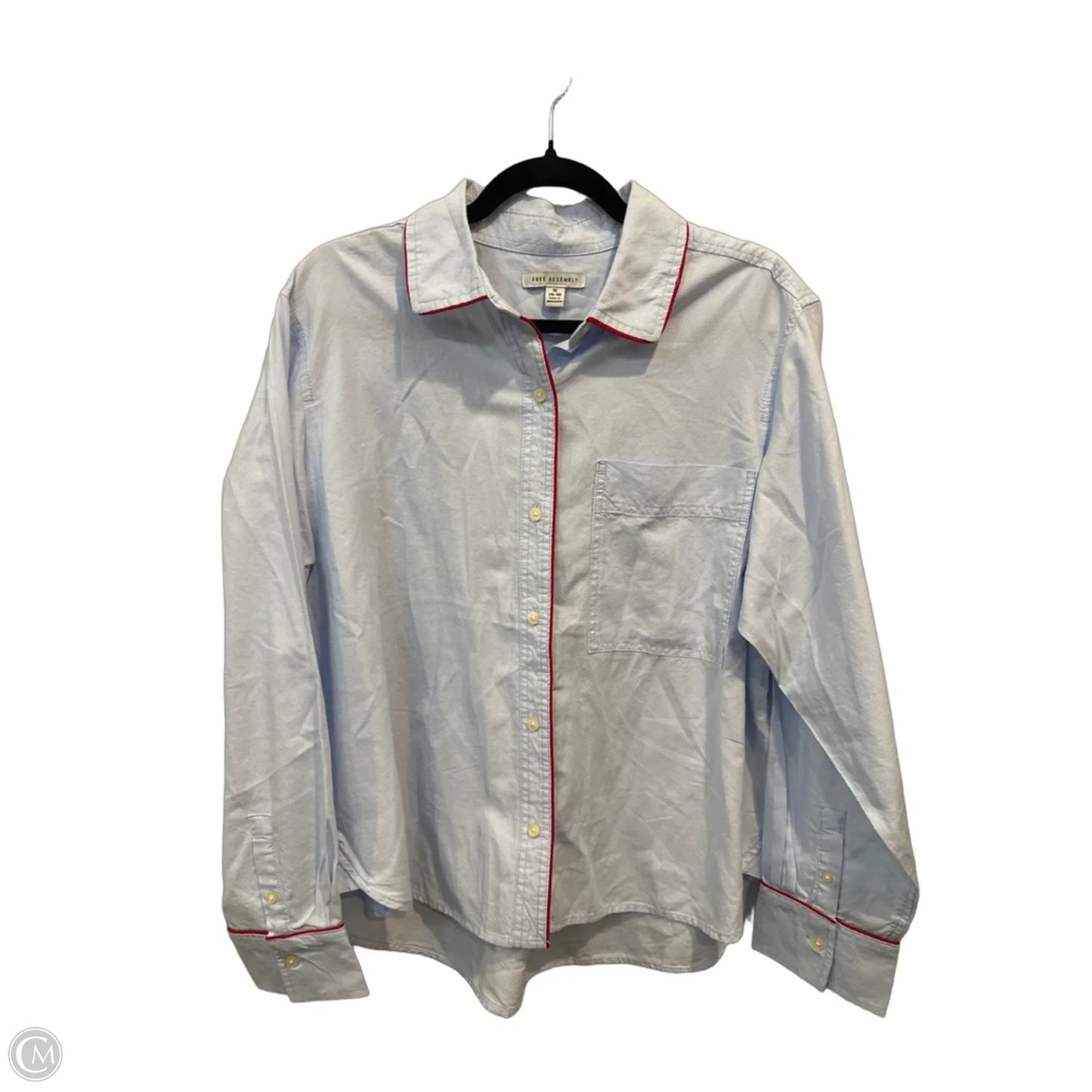 Top Long Sleeve By Free Assembly In Blue & Red, Size: Xl