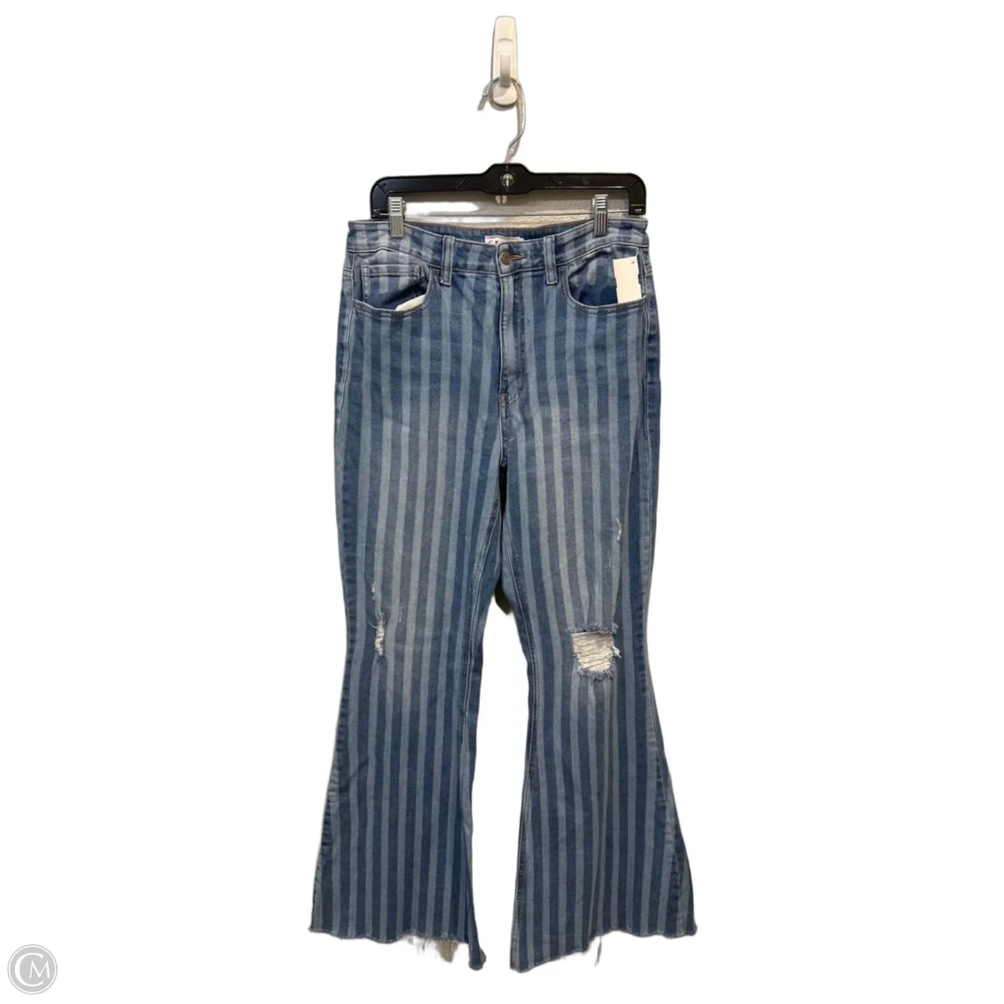 Jeans Flared By Cello In Striped Pattern, Size: 12