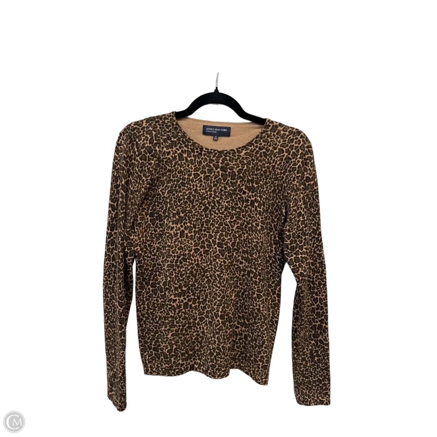Top Long Sleeve By Jones New York In Leopard Print, Size: M