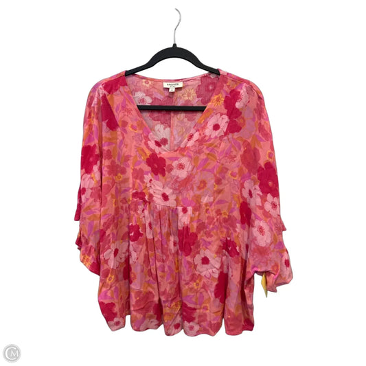 Top Short Sleeve By Andree By Unit In Orange & Pink, Size: S