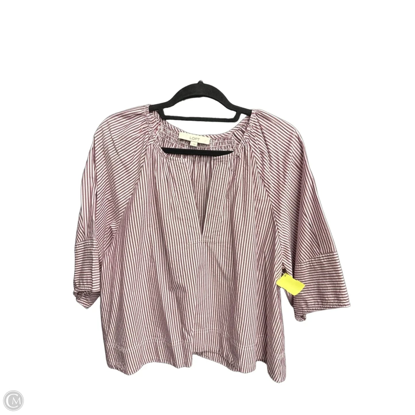 Blouse Short Sleeve By Loft In Striped Pattern, Size: L