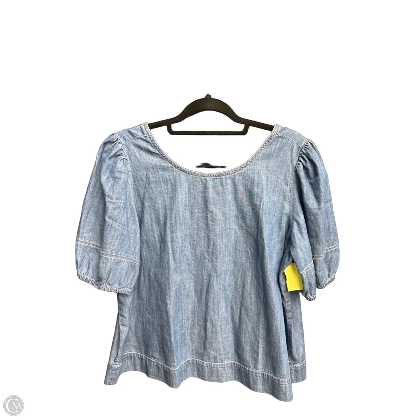 Blouse Short Sleeve By Loft In Blue Denim, Size: L