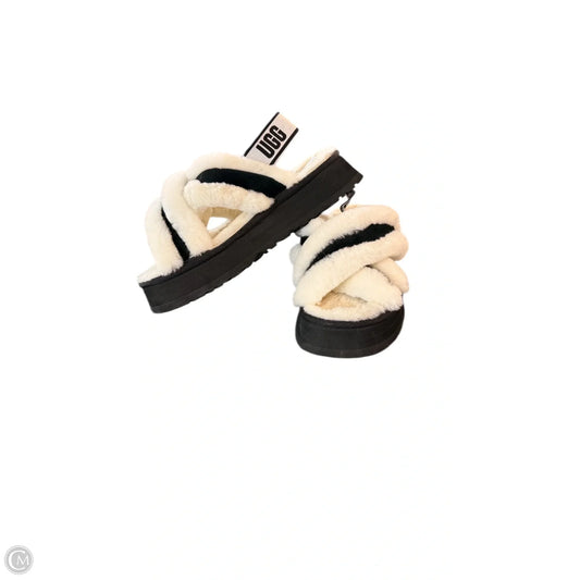 Slippers Designer By Ugg In Black & White, Size: 9
