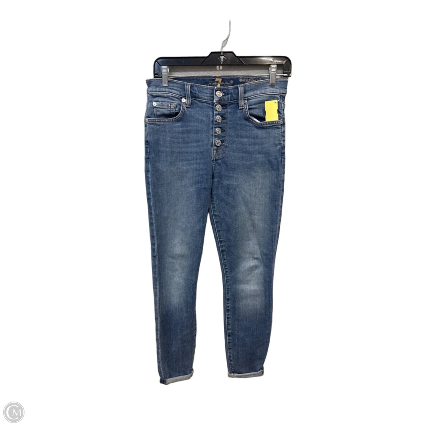 Jeans Skinny By 7 For All Mankind In Blue Denim, Size: 4