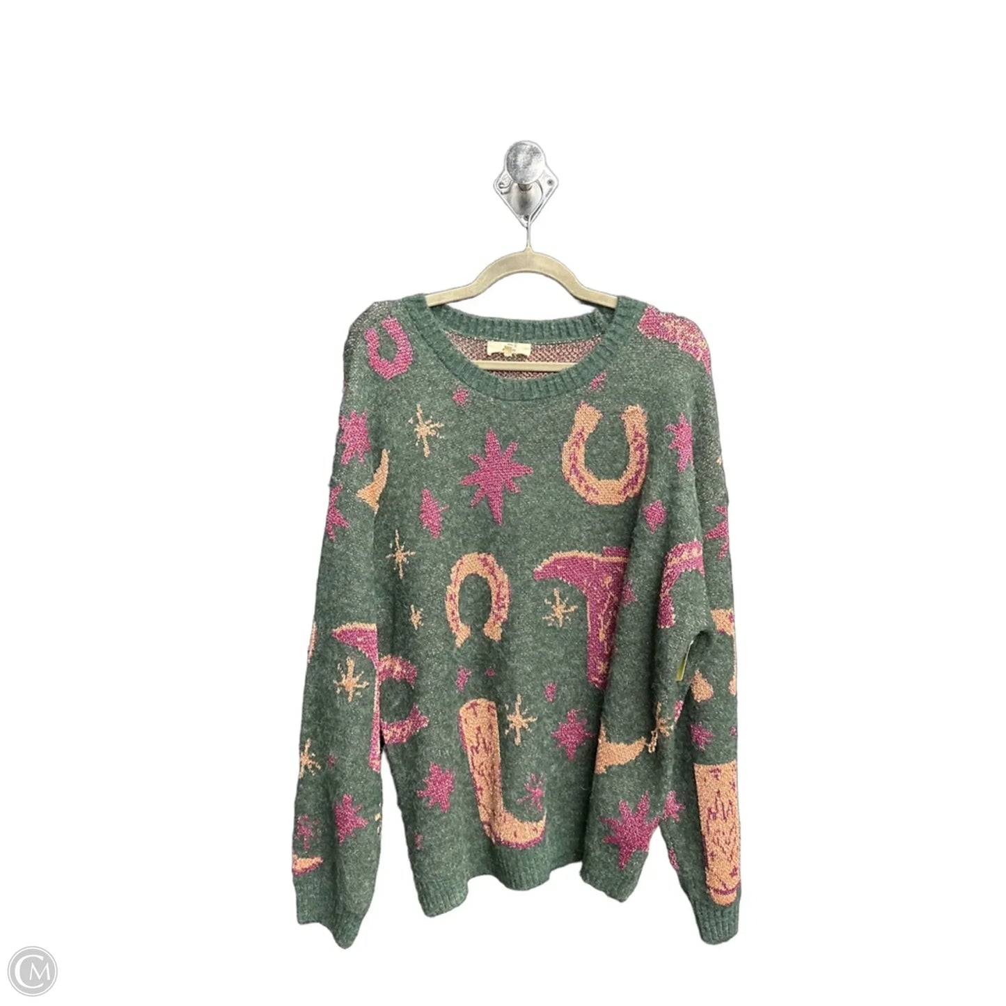 Sweater By Entro In Green & Pink, Size: L