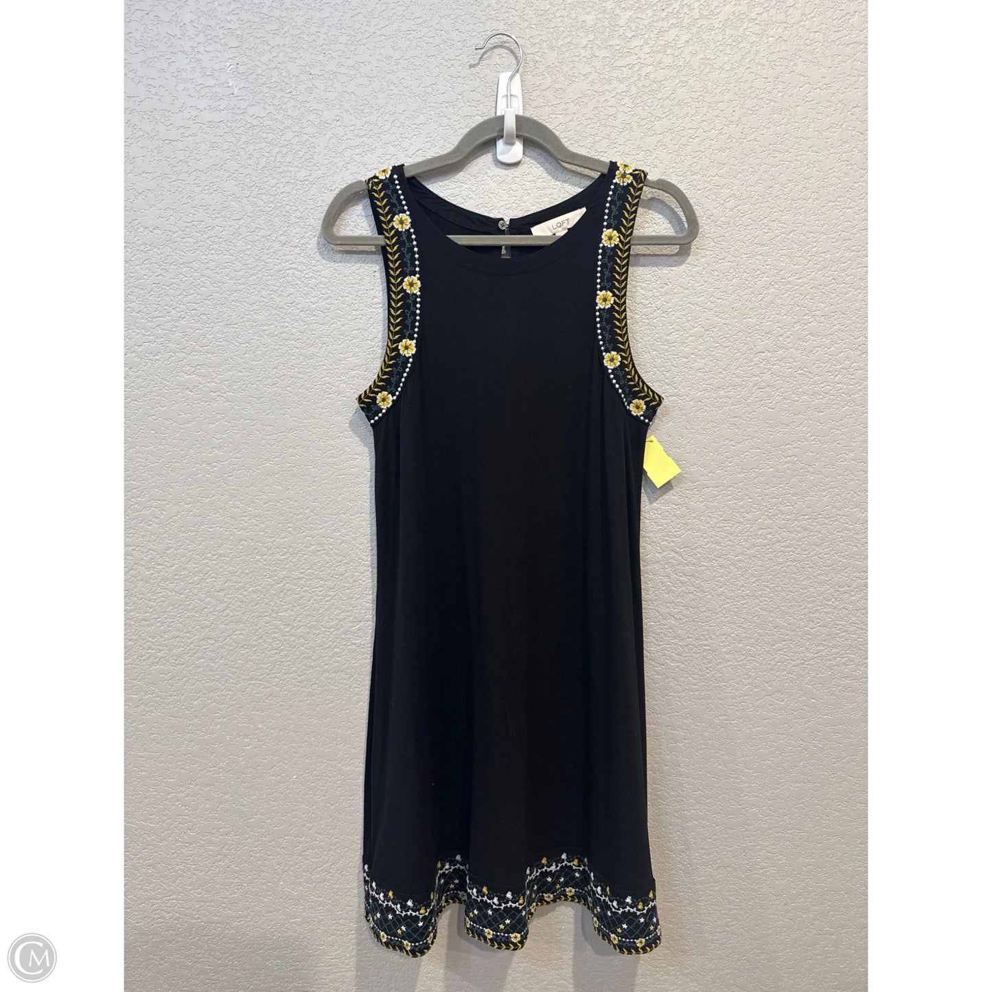 Dress Casual Midi By Loft In Black & Yellow, Size: S