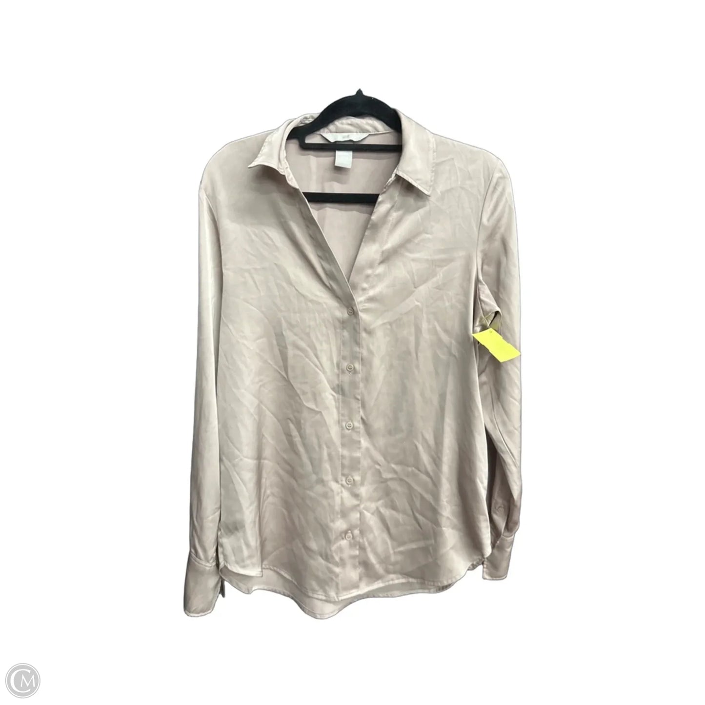 Blouse Long Sleeve By H&m In Grey, Size: Xs