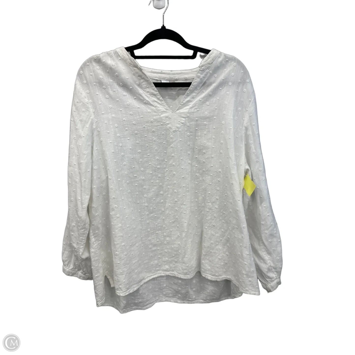 Blouse Long Sleeve By Old Navy In White, Size: L