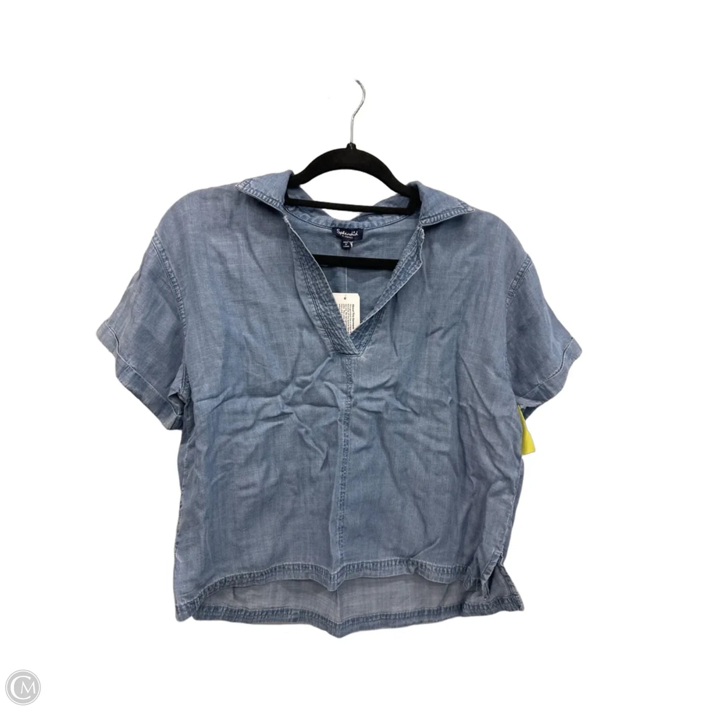 Blouse Short Sleeve By Splendid In Blue Denim, Size: Xs