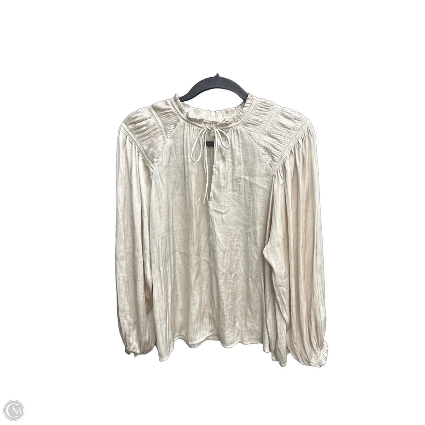 Blouse Long Sleeve By Grade & Gather In Cream, Size: S