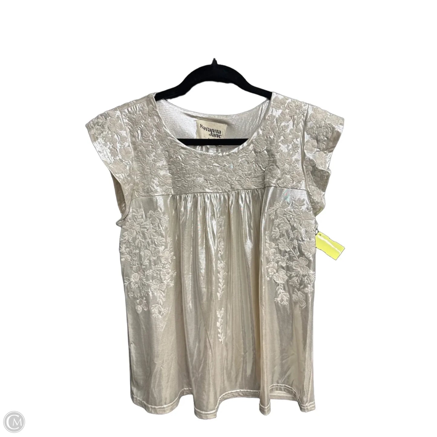Top Sleeveless By Savanna Jane In Silver, Size: S