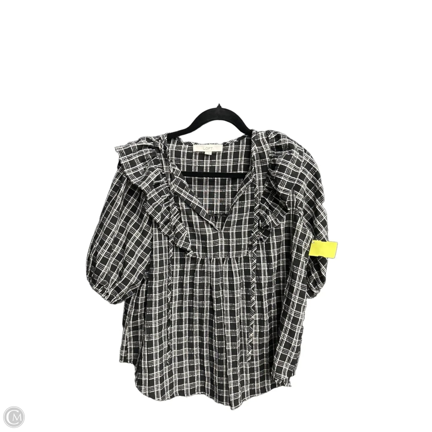 Blouse Long Sleeve By Loft In Plaid Pattern, Size: S