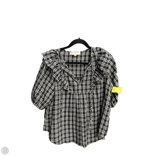 Blouse Long Sleeve By Loft In Plaid Pattern, Size: S