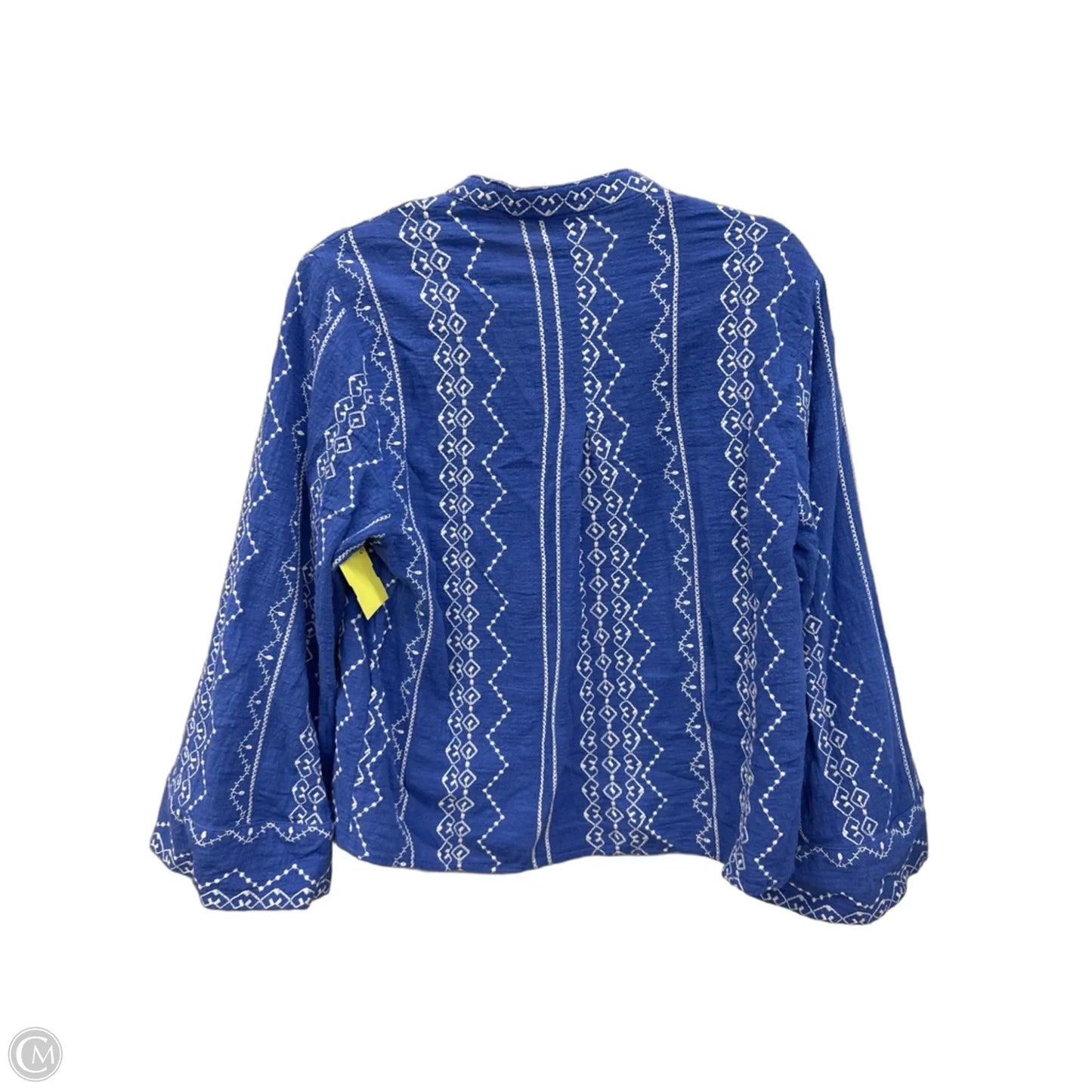 Blouse Long Sleeve By Zara In Blue & White, Size: S